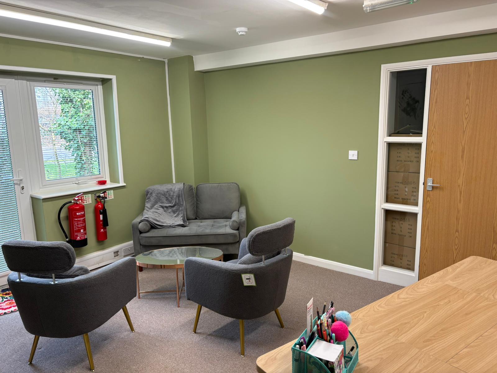Comfortable seating in the counselling space